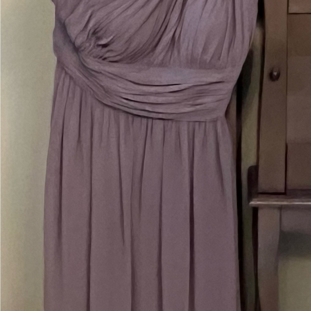 Donna Morgan Strapless One Shoulder Mauve Lavender Dress